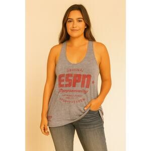 Sportiqe Apparel Vintage Graphic Tank Medium Gray Scoop Neck ESPN Vintage Sporty